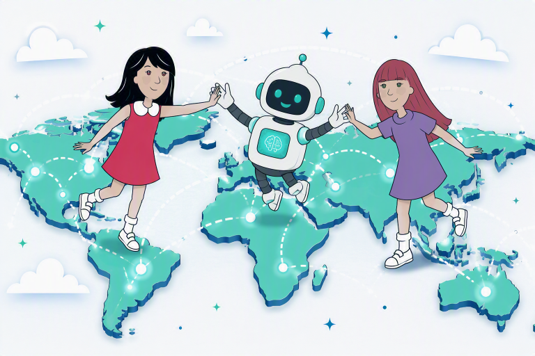 Utilisation mondiale de l’intelligence artificielle avec carte interactive et robot