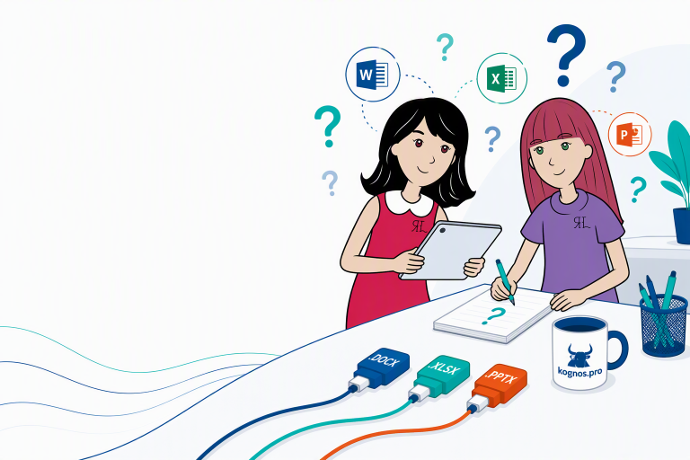 Deux minis kognos.pro explorent les extensions DOCX, XLSX et PPTX.
