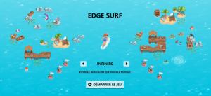 petit images représentant l'eau, surf, iles représentant le jeu de surf de Edge