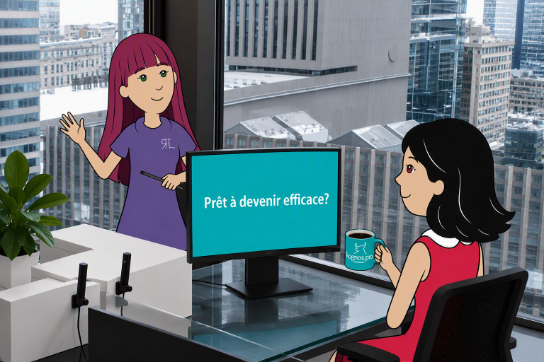 Formation d’accueil en entreprise avec minis kognos.pro devant l’écran