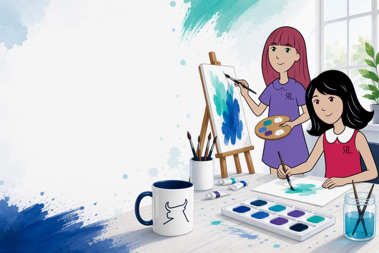 Minis kognos.pro peignant une bannière créative avec tasse personnalisée