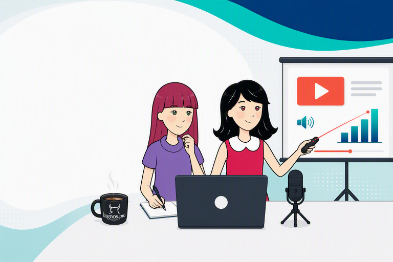 Minis kognos.pro présentant une vidéo PowerPoint avec pointeur laser et narration.